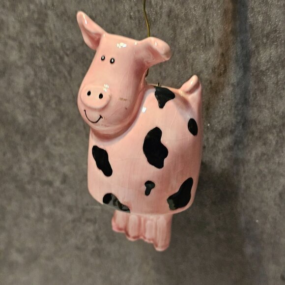 Set Of 4 Ceramic Animal Ornaments  Deer Rooster Cow Sheep Farm Christmas Decor - Picture 3 of 10